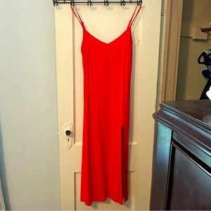 Reformation bright red slip dress size 4
